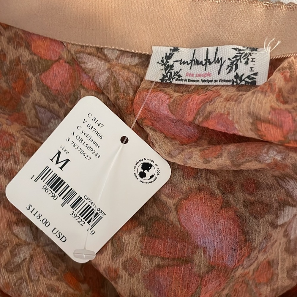 NWT Free People Pink and Orange Floral Midi Skirt Size Medium - Picture 6 of 7